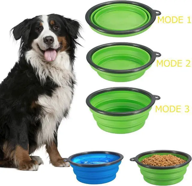 Alt view image 3 of 7 - Comsun 2-Pack Extra Large Size Collapsible Dog Bowl, Foldable Bowls for Dog | Expandable Cup Dish for Pet Cat Food Water Feeding Portable Travel Bowl Blue and Green