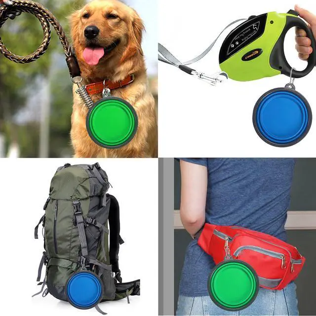 Alt view image 5 of 7 - Comsun 2-Pack Extra Large Size Collapsible Dog Bowl, Foldable Bowls for Dog | Expandable Cup Dish for Pet Cat Food Water Feeding Portable Travel Bowl Blue and Green