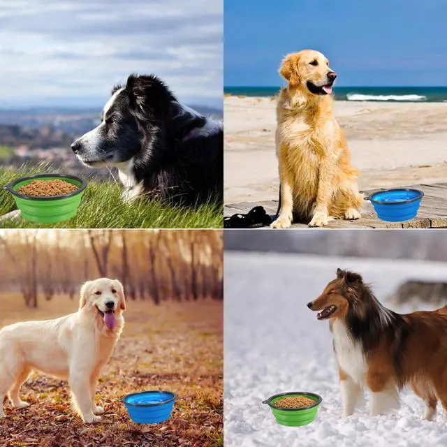 Alt view image 4 of 7 - Comsun 2-Pack Extra Large Size Collapsible Dog Bowl, Foldable Bowls for Dog | Expandable Cup Dish for Pet Cat Food Water Feeding Portable Travel Bowl Blue and Green