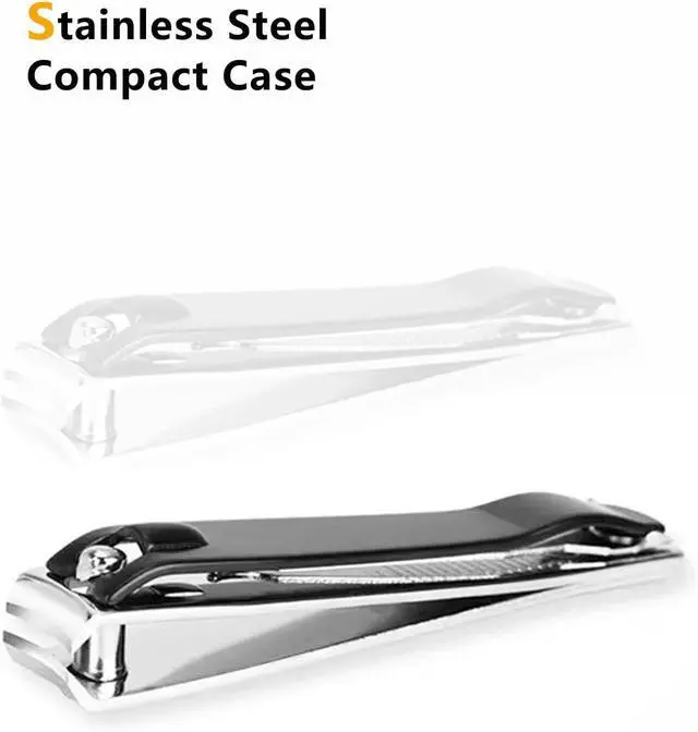 Alt view image 2 of 7 - 2PCS Nail Clippers Set, Fingernail and Toenail Clipper Cutters with File | Stainless Steel Sharp and Curved Blade Black