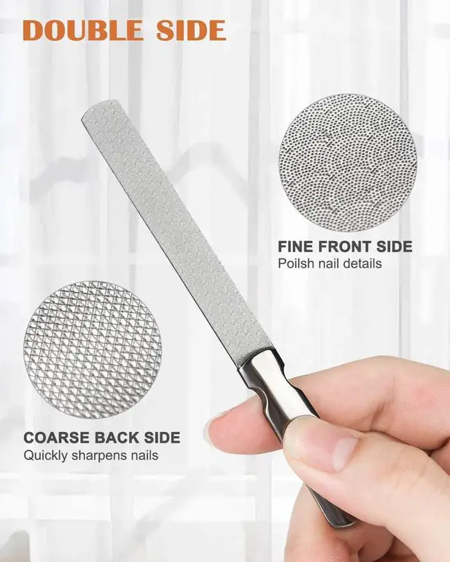 Alt view image 7 of 7 - FVION Professional Metal Nail Files - 2 PCS, Double-Sided, Stainless Steel, Coarse & Fine Grit, Manicure & Pedicure Tool Set