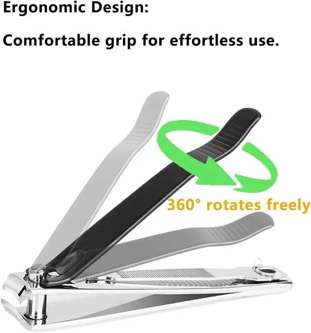 Alt view image 6 of 7 - 2PCS Nail Clippers Set, Fingernail and Toenail Clipper Cutters with File | Stainless Steel Sharp and Curved Blade Black