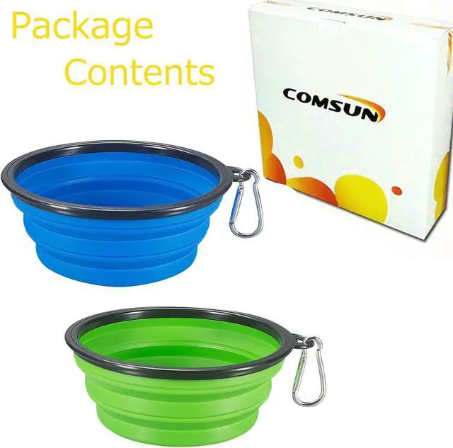 Alt view image 7 of 7 - Comsun 2-Pack Extra Large Size Collapsible Dog Bowl, Foldable Bowls for Dog | Expandable Cup Dish for Pet Cat Food Water Feeding Portable Travel Bowl Blue and Green
