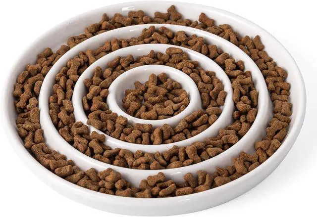 Main image of Ceramic Cat Slow Feeder,Shallow and Wide Opening Dish for Whisker Friendly,Anti Knocked Over Heavy Plate Bowls for Puppy Kitten Dry and Wet Food