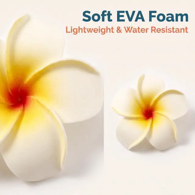 Alt view image 2 of 7 - 10 Pcs Multicolor Hawaii Plumeria Flower Clips Hawaiian Flower Hair Barrettes Beach Party Hair Clips Artificial Tropical Hairpins for Wedding 7cm and Barrettes
