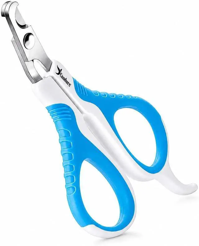 Main image of Candure Cat Nail Clipper Stainless Steel Cat Claw Trimmers for Rabbits, Guinea Pigs, Birds, Puppies, Kittens and Small Animals Pet Nail Clipper for Professional and Home Use 4" White & Blue