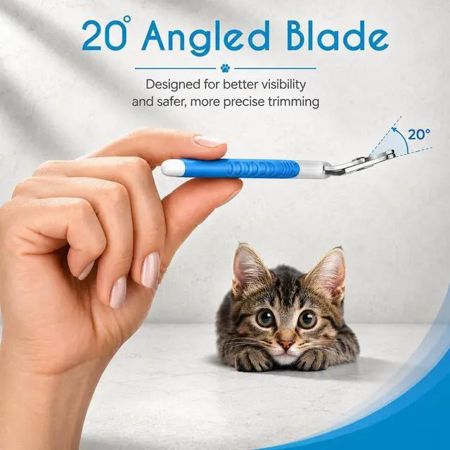 Alt view image 7 of 7 - Candure Cat Nail Clipper Stainless Steel Cat Claw Trimmers for Rabbits, Guinea Pigs, Birds, Puppies, Kittens and Small Animals Pet Nail Clipper for Professional and Home Use 4" White & Blue