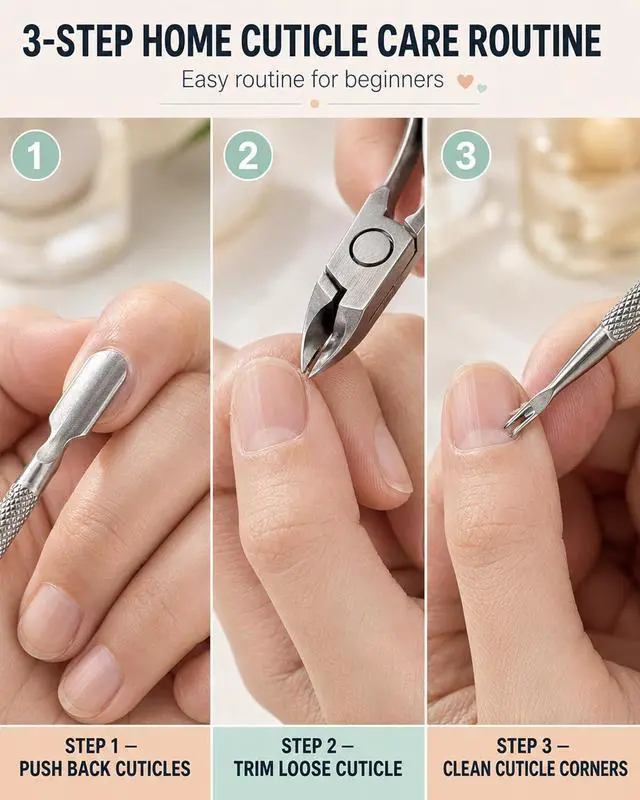 Alt view image 3 of 7 - Cuticle Trimmer and Pusher Set - Stainless Steel Cuticle Nippers | with 1/2 Jaw, Dual-Ended Cuticle Pusher and Fork - Professional Style Manicure Pedicure Tools for Home and Salon Use