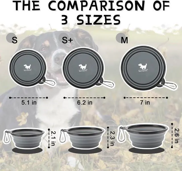 Alt view image 3 of 7 - Rest-Eazzzy Collapsible Dog Bowls, 2 Pack Sturdy Portable Dog Water Bowls | Wear-Resistant TPE, Anti-Dust Foldable Travel Dog & Cat Bowls for Camping Walking Hiking with Carabiners