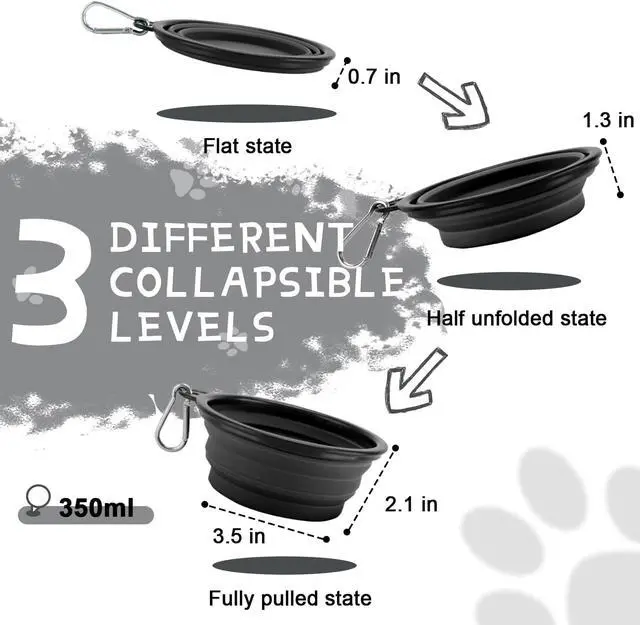 Alt view image 2 of 7 - Rest-Eazzzy Collapsible Dog Bowls, 2 Pack Sturdy Portable Dog Water Bowls | Wear-Resistant TPE, Anti-Dust Foldable Travel Dog & Cat Bowls for Camping Walking Hiking with Carabiners