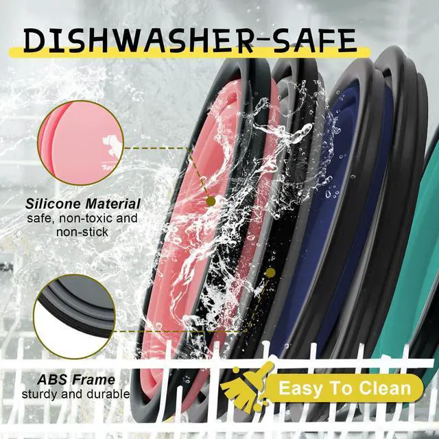 Alt view image 4 of 7 - Rest-Eazzzy Collapsible Dog Bowls, 2 Pack Sturdy Portable Dog Water Bowls | Wear-Resistant TPE, Anti-Dust Foldable Travel Dog & Cat Bowls for Camping Walking Hiking with Carabiners
