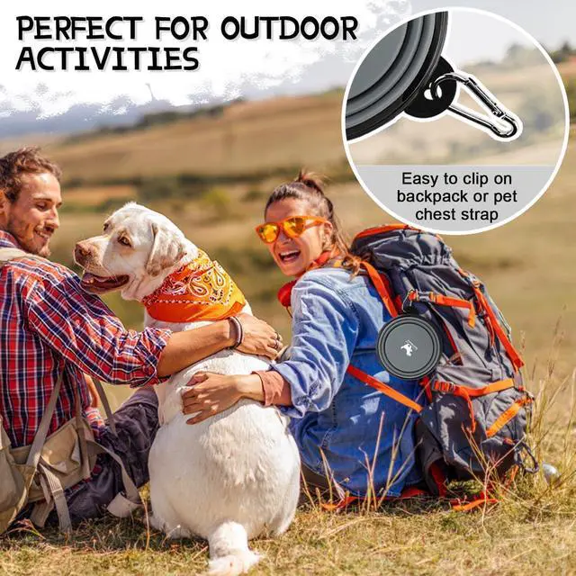 Alt view image 5 of 7 - Rest-Eazzzy Collapsible Dog Bowls, 2 Pack Sturdy Portable Dog Water Bowls | Wear-Resistant TPE, Anti-Dust Foldable Travel Dog & Cat Bowls for Camping Walking Hiking with Carabiners