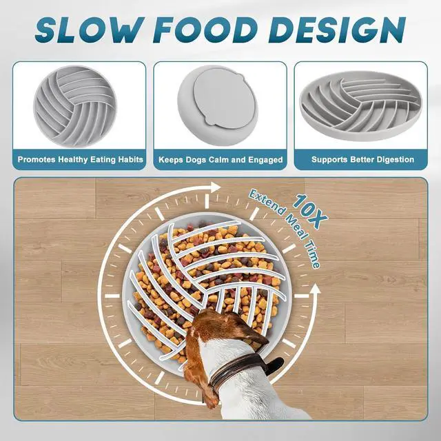 Alt view image 2 of 7 - Silicone Slow Feeder Bowls for Dogs and Cats - Wet Food, Suction Cups, Interactive, Reduces Boredom, Anxiety, Anti-Choking, Non-Slip Design (Gray)