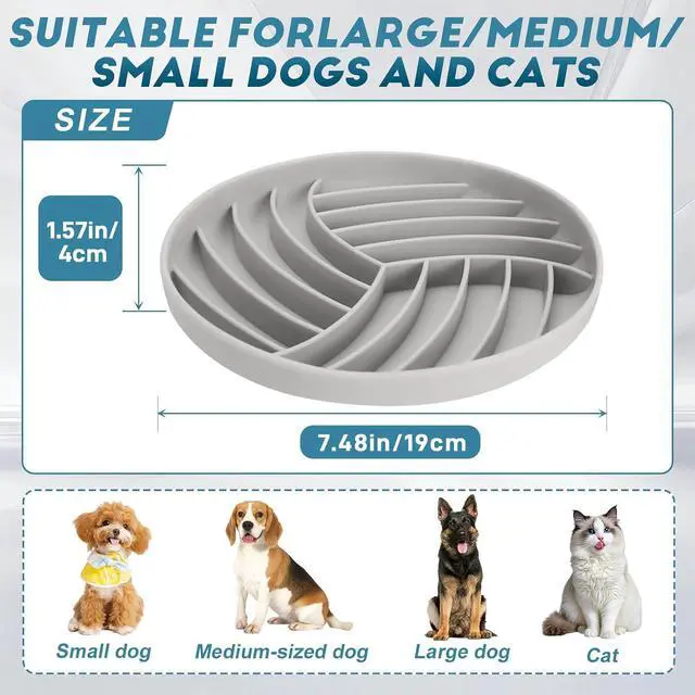 Alt view image 3 of 7 - Silicone Slow Feeder Bowls for Dogs and Cats - Wet Food, Suction Cups, Interactive, Reduces Boredom, Anxiety, Anti-Choking, Non-Slip Design (Gray)
