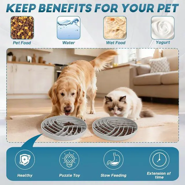 Alt view image 5 of 7 - Silicone Slow Feeder Bowls for Dogs and Cats - Wet Food, Suction Cups, Interactive, Reduces Boredom, Anxiety, Anti-Choking, Non-Slip Design (Gray)