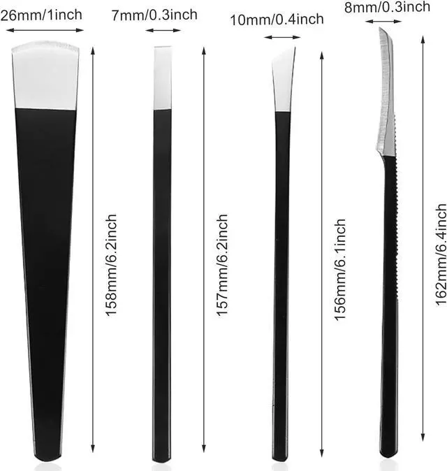 Alt view image 5 of 6 - 4 PCS Pedicure Knife Set Stainless Steel Ingrown Toenail Knife Correction Foot Scraper Clipper Pedicure Nail Remover Kit with Storage Bag for Calluses Beauty Salon Home Use Foot Care - Black