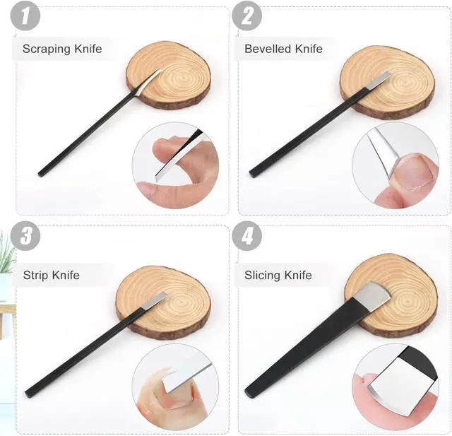 Alt view image 4 of 6 - 4 PCS Pedicure Knife Set Stainless Steel Ingrown Toenail Knife Correction Foot Scraper Clipper Pedicure Nail Remover Kit with Storage Bag for Calluses Beauty Salon Home Use Foot Care - Black