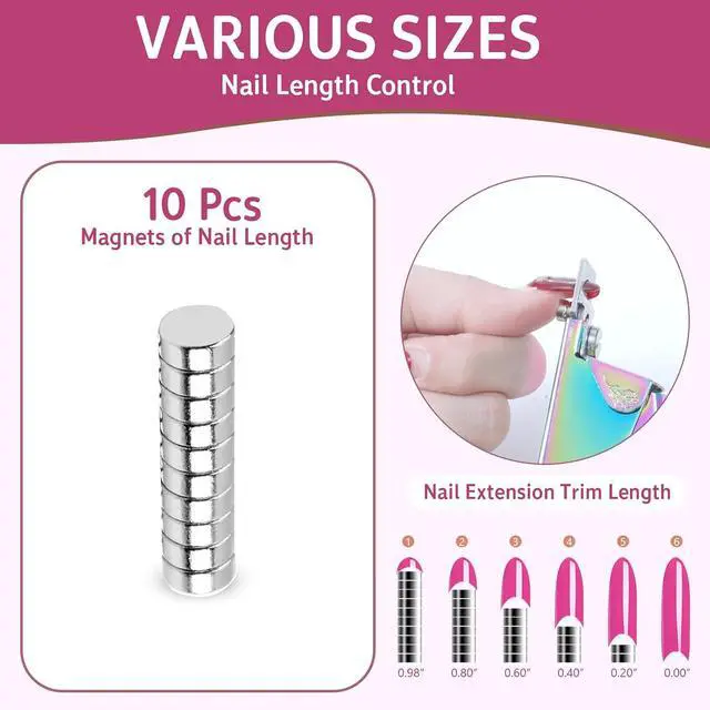 Alt view image 3 of 7 - Acrylic Nail Clippers with Magnetic Sizers,Nail Tip Cutter for Home | Stainless Steel, Nail Cutter for Acrylic, Gel, False and Extension Nails, Length Guide Manicure Tool,Cleaner Cut & Less Filin