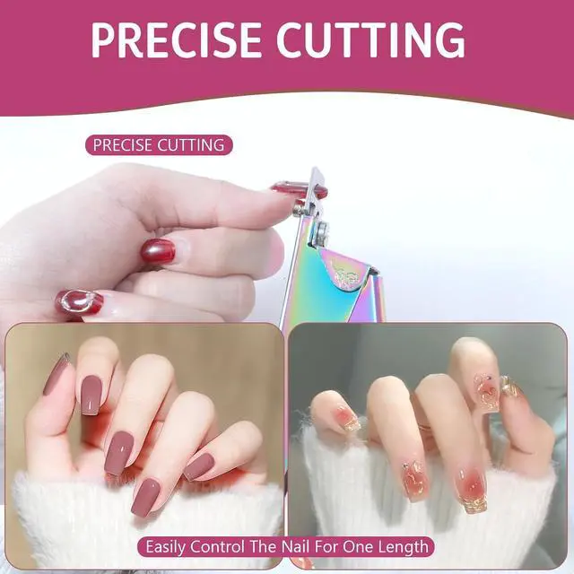 Alt view image 4 of 7 - Acrylic Nail Clippers with Magnetic Sizers,Nail Tip Cutter for Home | Stainless Steel, Nail Cutter for Acrylic, Gel, False and Extension Nails, Length Guide Manicure Tool,Cleaner Cut & Less Filin