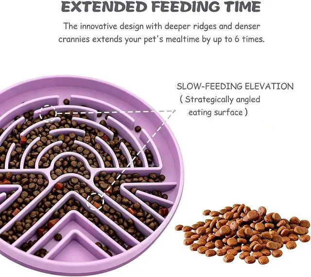 Alt view image 3 of 7 - Slow Feeder Dog Bowl for Large & Small Pets, Anti Choking Puzzle Dog Food Bowl with Non-Slip Base, Interactive Pet Slow Eating, Silicone Cat Feeder for Puppies Cats