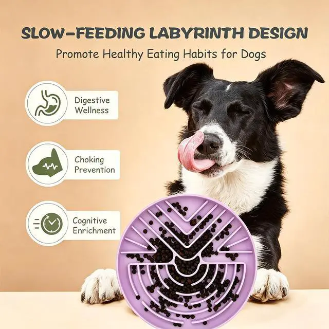 Alt view image 7 of 7 - Slow Feeder Dog Bowl for Large & Small Pets, Anti Choking Puzzle Dog Food Bowl with Non-Slip Base, Interactive Pet Slow Eating, Silicone Cat Feeder for Puppies Cats
