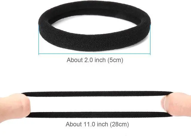 Alt view image 2 of 5 - 50PCS Black Hair Ties for Women, Cotton Seamless Hair Bands, Elastic Ponytail Holders, No Damage for Thick Hair, 2 Inch in Diameter, by Qarwayoc