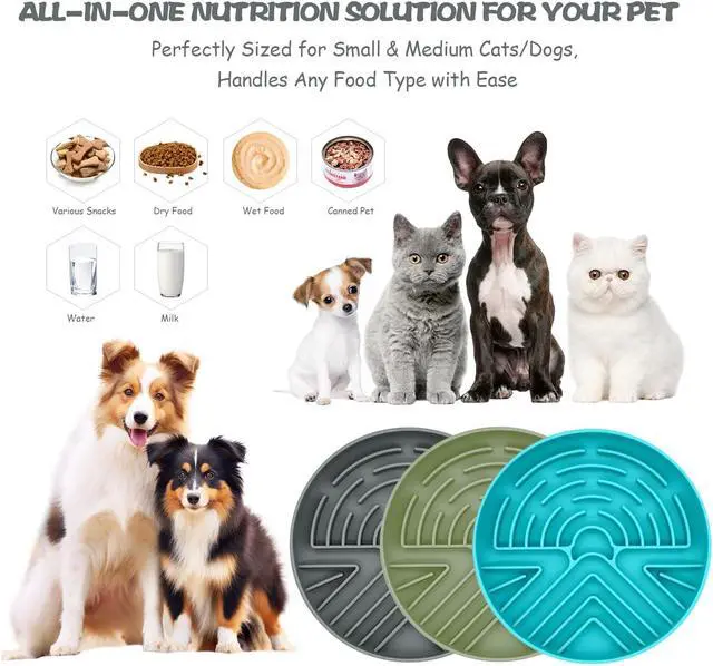Alt view image 2 of 7 - Lesipee Slow Feeder Dog Bowl for Large & Small Pets, Anti Choking Puzzle Dog Food Bowl with Non-Slip Base, Interactive Pet Slow Eating, Silicone Cat Feeder for Puppies & Cats(Grey Green)