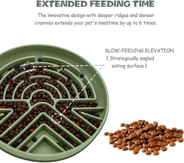 Alt view image 3 of 7 - Lesipee Slow Feeder Dog Bowl for Large & Small Pets, Anti Choking Puzzle Dog Food Bowl with Non-Slip Base, Interactive Pet Slow Eating, Silicone Cat Feeder for Puppies & Cats(Grey Green)