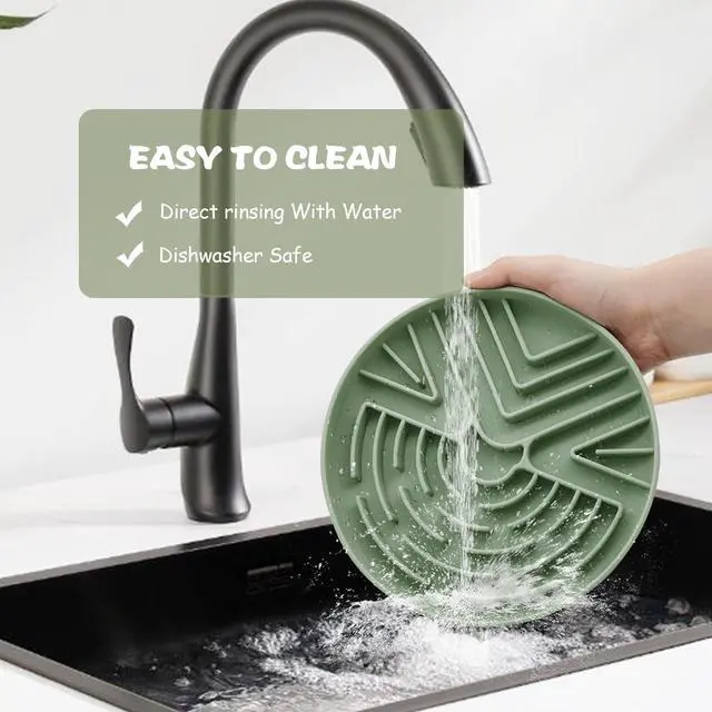 Alt view image 4 of 7 - Lesipee Slow Feeder Dog Bowl for Large & Small Pets, Anti Choking Puzzle Dog Food Bowl with Non-Slip Base, Interactive Pet Slow Eating, Silicone Cat Feeder for Puppies & Cats(Grey Green)