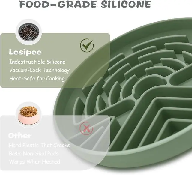 Alt view image 5 of 7 - Lesipee Slow Feeder Dog Bowl for Large & Small Pets, Anti Choking Puzzle Dog Food Bowl with Non-Slip Base, Interactive Pet Slow Eating, Silicone Cat Feeder for Puppies & Cats(Grey Green)