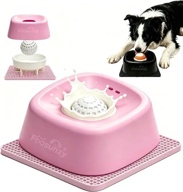 Main image of Slow Feeder Dog Bowl for Liquid & Wet Food with Rolling Ball | Interactive Lick Toy with Anti-Slip Silicone Mat, Food-Grade, Calming Color, Easy to Clean, Ideal for Dogs & Cats