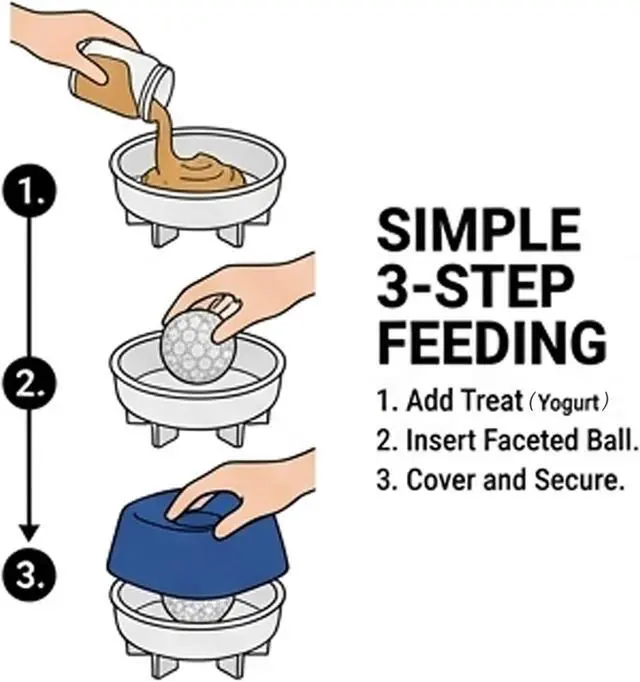 Alt view image 5 of 6 - Slow Feeder Dog Bowl for Liquid & Wet Food with Rolling Ball | Interactive Lick Toy with Anti-Slip Silicone Mat, Food-Grade, Calming Color, Easy to Clean, Ideal for Dogs & Cats