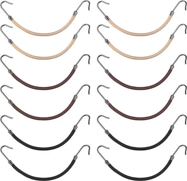 Main image of Hotop 15 Pieces Elastic Hook Hair Tie Styling Ponytail Holder Hooks Cord for Long Curly Hair (Black, Brown, Apricot)