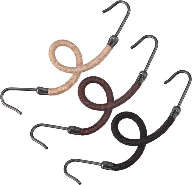 Alt view image 4 of 7 - Hotop 15 Pieces Elastic Hook Hair Tie Styling Ponytail Holder Hooks Cord for Long Curly Hair (Black, Brown, Apricot)