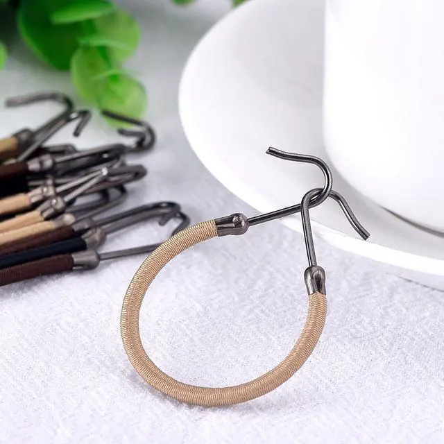 Alt view image 5 of 7 - Hotop 15 Pieces Elastic Hook Hair Tie Styling Ponytail Holder Hooks Cord for Long Curly Hair (Black, Brown, Apricot)