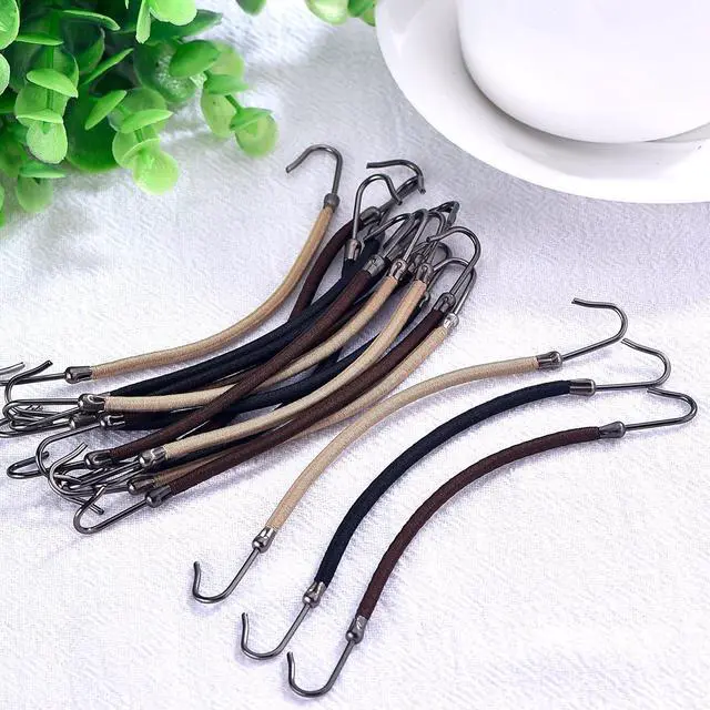 Alt view image 6 of 7 - Hotop 15 Pieces Elastic Hook Hair Tie Styling Ponytail Holder Hooks Cord for Long Curly Hair (Black, Brown, Apricot)
