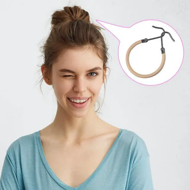 Alt view image 7 of 7 - Hotop 15 Pieces Elastic Hook Hair Tie Styling Ponytail Holder Hooks Cord for Long Curly Hair (Black, Brown, Apricot)