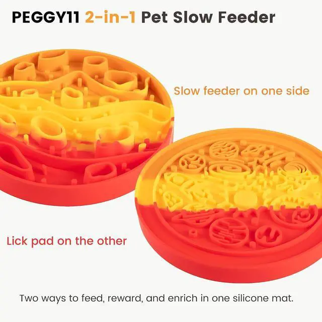 Alt view image 2 of 7 - PEGGY11 2-in-1 Mars-Themed Silicone Dog Slow Feeder Bowl & Lick Mat | Reversible design, Planet-inspired front, Space-textured back, Dishwasher-safe, Food-grade material, Raised grooves