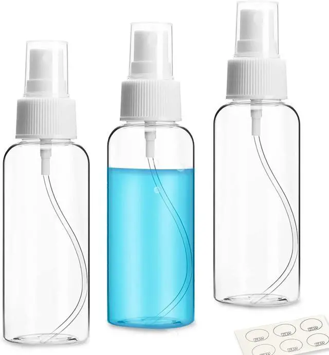 Main image of 3 Pack Small Spray Bottle, 2.7oz/80ml Travel Spray Bottle | Fine Mist Plastic Spray Bottle, Refillable & Leak Proof Sprayer for Hair, Face Toner, Cleaning, Plants with Labels