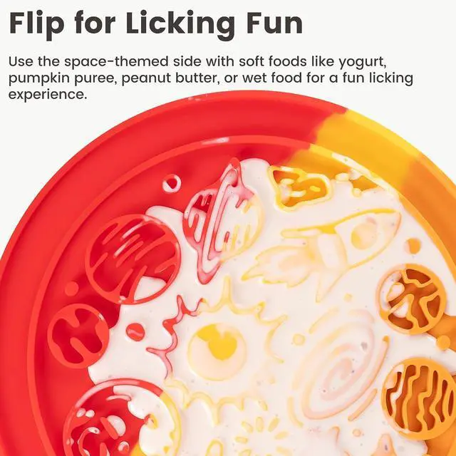 Alt view image 4 of 7 - PEGGY11 2-in-1 Mars-Themed Silicone Dog Slow Feeder Bowl & Lick Mat | Reversible design, Planet-inspired front, Space-textured back, Dishwasher-safe, Food-grade material, Raised grooves