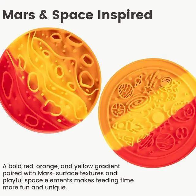 Alt view image 5 of 7 - PEGGY11 2-in-1 Mars-Themed Silicone Dog Slow Feeder Bowl & Lick Mat | Reversible design, Planet-inspired front, Space-textured back, Dishwasher-safe, Food-grade material, Raised grooves