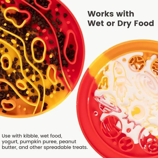 Alt view image 6 of 7 - PEGGY11 2-in-1 Mars-Themed Silicone Dog Slow Feeder Bowl & Lick Mat | Reversible design, Planet-inspired front, Space-textured back, Dishwasher-safe, Food-grade material, Raised grooves