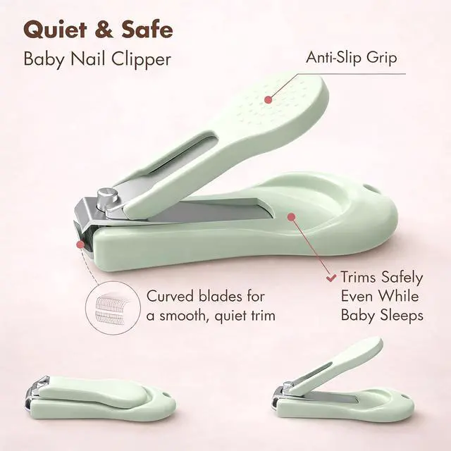 Alt view image 2 of 7 - Baby Nail Kit, 4-in-1 Baby Nail Care Set with Cute Case, Baby Nail Clippers, Scissors, Nail File & Tweezers, Baby Manicure Kit and Pedicure kit for Newborn, Infant, Toddler, Kids-Owl Green