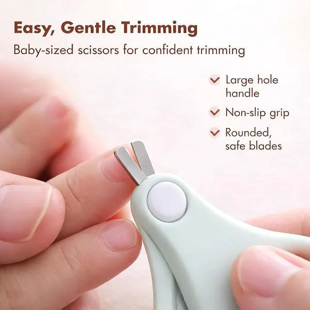 Alt view image 3 of 7 - Baby Nail Kit, 4-in-1 Baby Nail Care Set with Cute Case, Baby Nail Clippers, Scissors, Nail File & Tweezers, Baby Manicure Kit and Pedicure kit for Newborn, Infant, Toddler, Kids-Owl Green