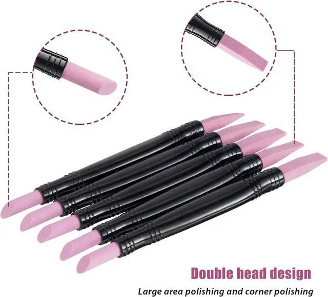 Alt view image 3 of 7 - Mudder 5 Pieces Pumice Stone Nail File Polishing Pen Stick Cuticle Pusher | Double-heade Remover Trimmer Bufer Pen Art Tools Household Beauty Salon Peeling Dead Skin Repairing
