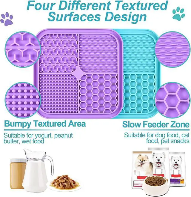Alt view image 2 of 7 - 2PCS Licking Mat for Dogs with Suction Cups, Premium Lick Pad for Anxiety Relief, Slow Feeder Dog Bowls, Perfect for Bathing, Grooming and Training