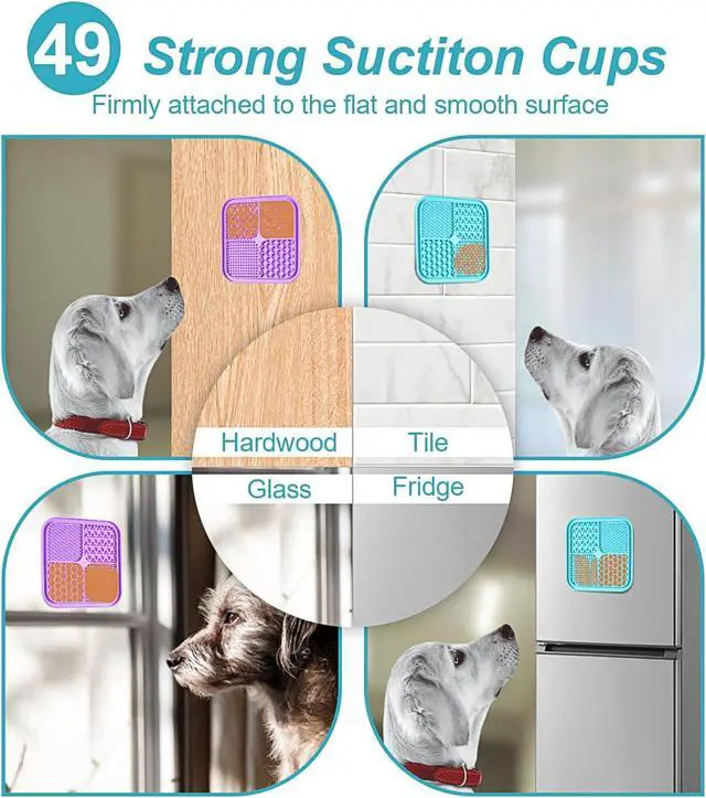 Alt view image 6 of 7 - 2PCS Licking Mat for Dogs with Suction Cups, Premium Lick Pad for Anxiety Relief, Slow Feeder Dog Bowls, Perfect for Bathing, Grooming and Training