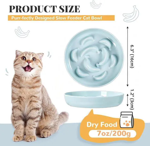 Alt view image 4 of 7 - Melamine Cat Slow Feeder Bowl - Pastel Series Cat Plate for Dry and Wet Food - Cute Maze Feeder Dish for Healthy Eating - Dishwasher Safe - 6.3''W x 1.2''H - 7 OZ - Ivory White