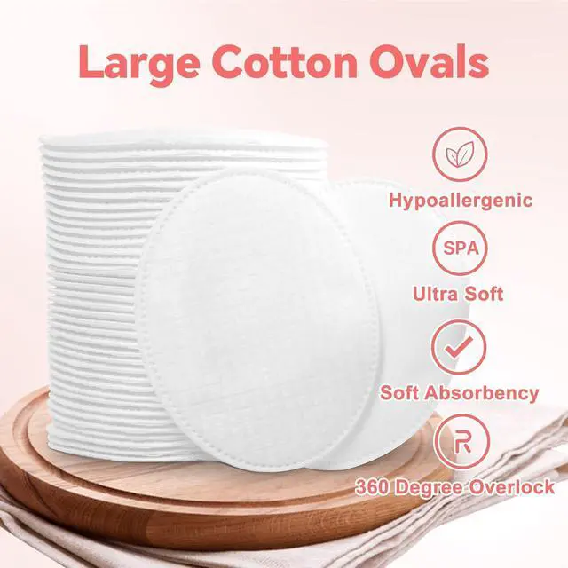 Alt view image 2 of 7 - ICOTLE Large Oval Cotton Pads, 80 Count, Multi-Layer, Lint-Free, Dual-Sided, Ultra-Soft Cotton Oval Pads for Makeup Removal, Cleansing, and Toner Application