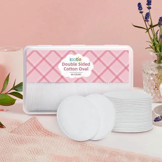 Alt view image 7 of 7 - ICOTLE Large Oval Cotton Pads, 80 Count, Multi-Layer, Lint-Free, Dual-Sided, Ultra-Soft Cotton Oval Pads for Makeup Removal, Cleansing, and Toner Application